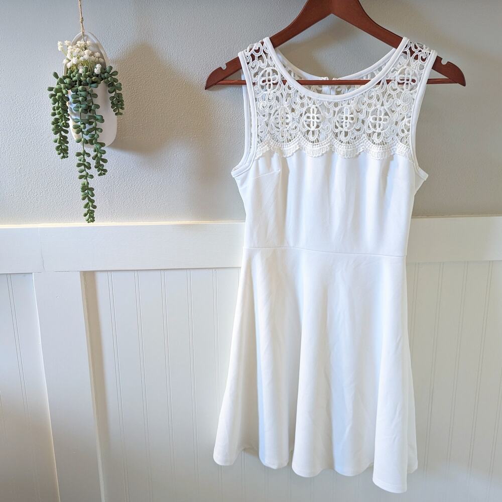 Lulus According to Love White Lace Skater Dress size XS